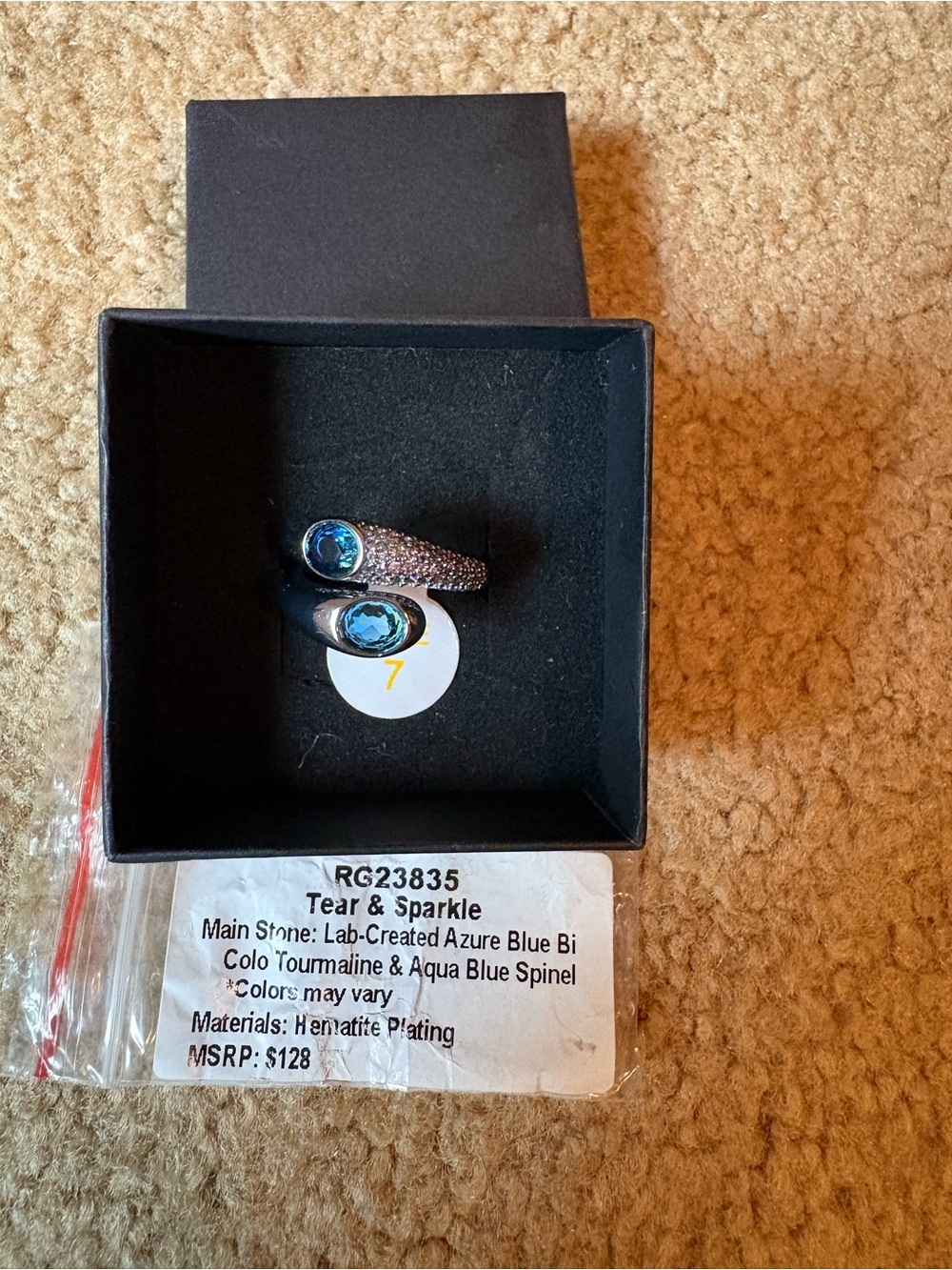 Women’s  Ring with Azure Blue Stones - Size 7